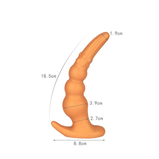 This is an image of Large Anal Massager in flesh and black colors, made of silicone material.