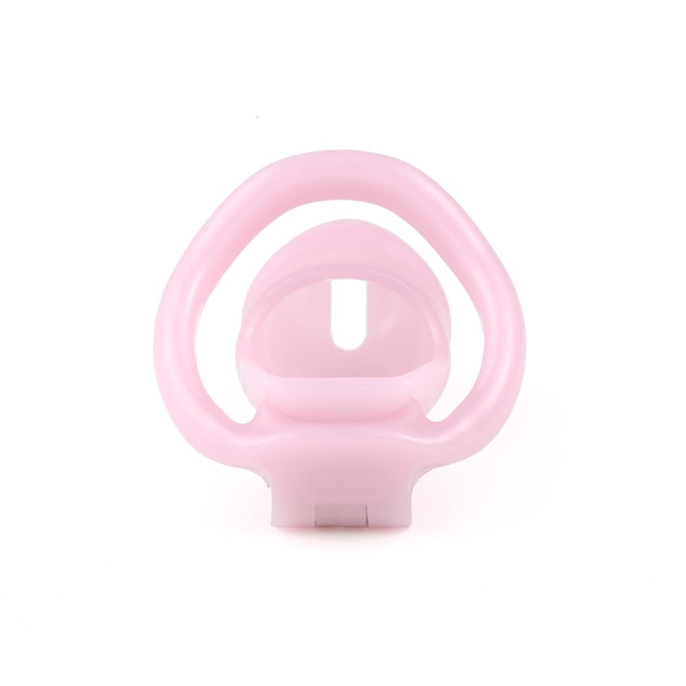 Pictured here is an image of Pink Slick Tiny Silicone Cock Cage with precise dimensions