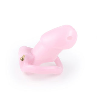 What you see is an image of Pink Slick Tiny Silicone Cock Cage for extended indulgences