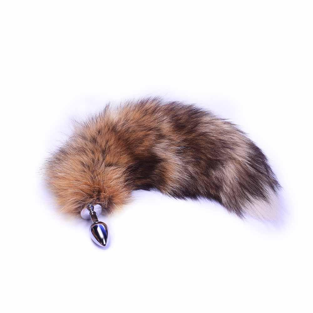 Realistic Brown Dog Tail 16 to 17 Inches Long - An image of the tail plug with a length of nearly 14 inches and a flared bottom for safety.
