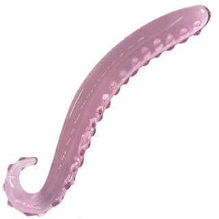 This is an image of a Pink Tentacle Masturbator Glass Dildo, 7.67 inches in length and 0.98 inches in width.