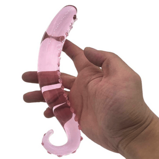 Here is an image of a Pink Tentacle Masturbator Glass Dildo featuring textured shaft for enhanced sensations.