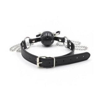 Ball Gag Clamp with perforated gag for easier breathing, ideal for BDSM play.