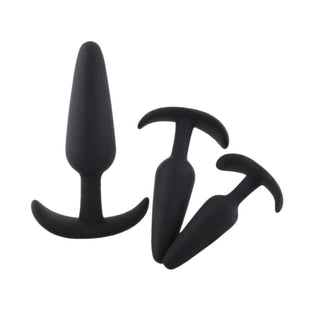You are looking at an image of Sai-Shaped Black Silicone Butt Plug Men 3.27 inches long, made from high-grade silicone for maximum comfort and pleasure.