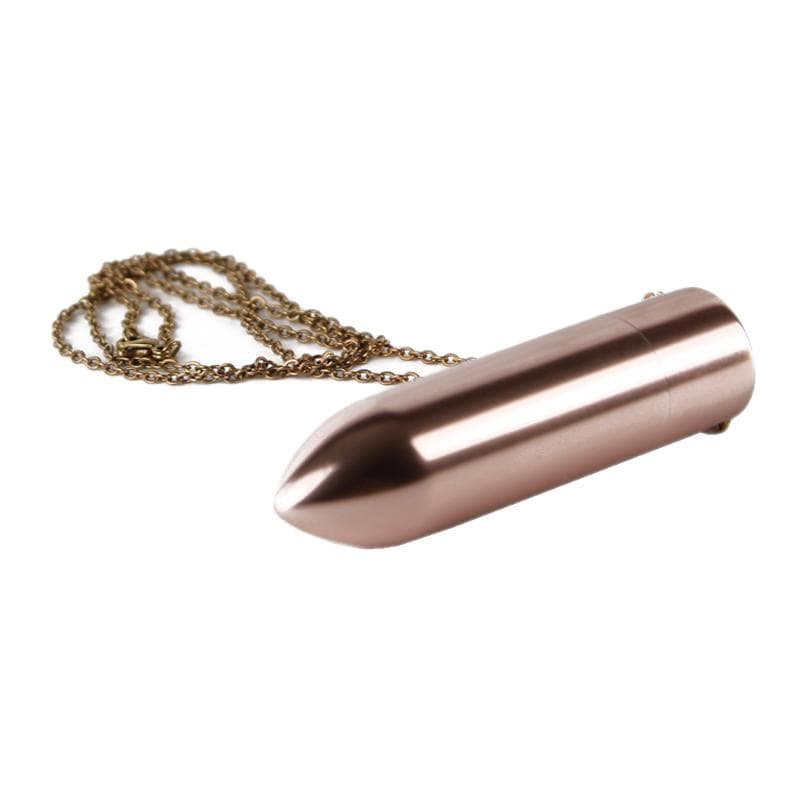 Purple Invasion Necklace Bullet Vibrator Remote Couple in Gold and Rose Red colors, made of high-quality metal.