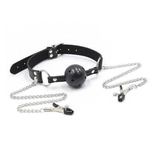 Adjustable Ball Gag Clamp with body-safe materials for comfortable use.