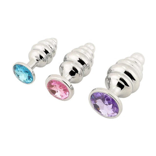 Silver Helix Cute Jeweled Anal Plug Big 3-Piece Set