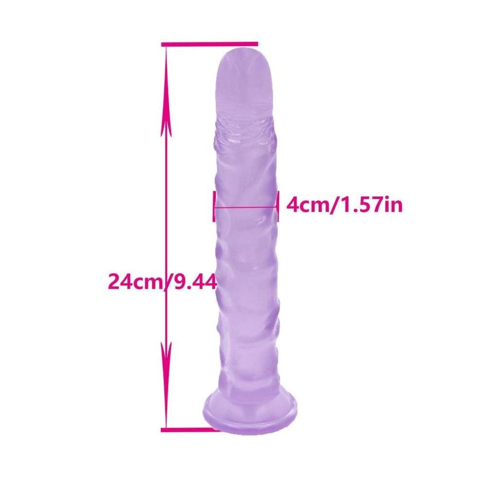 Pussy-Skewering Purple 9-Inch to 10" Dildo With Nylon Harness