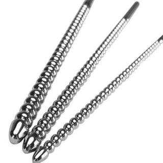 Pictured here is an image of Solid Catheter Beaded Urethral Sound, a stainless steel beaded plug for intimate pleasure exploration.