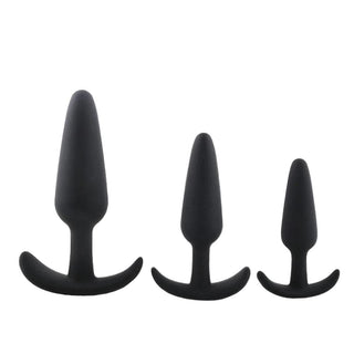 Sai-Shaped Black Silicone Butt Plug Men 3.27 to 4.84" Long