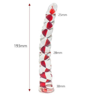Pyrex glass dildo with a gradually thickening width from 1.1 to 1.2 inches, boosting libido and satisfaction.