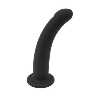 Slim black mini dildo with suction cup, perfect for beginners.