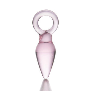 This is an image of Pink Crystal Spear Beginner Kit Glass Plug, measuring 5.20 inches in length with a width of 1.50 inches, crafted for exploration and stimulation.