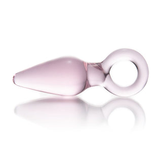 You are looking at an image of Pink Crystal Spear Beginner Kit Glass Plug, designed with a ring handle for complete control and safety during play, offering a flawless glide.