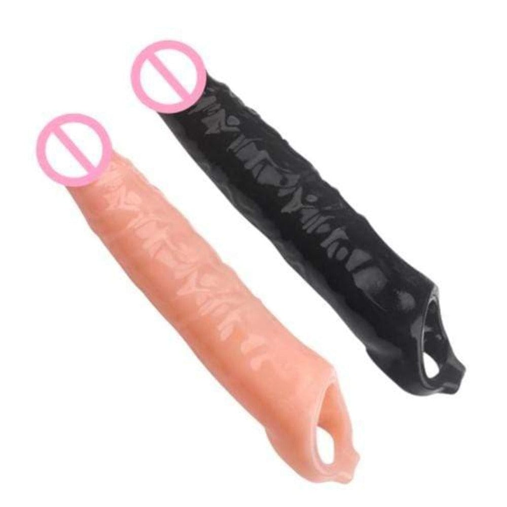 Feast your eyes on an image of Optimum Satisfaction Penis Enlargement Silicone Sleeve in Flesh color made from high-quality silicone.