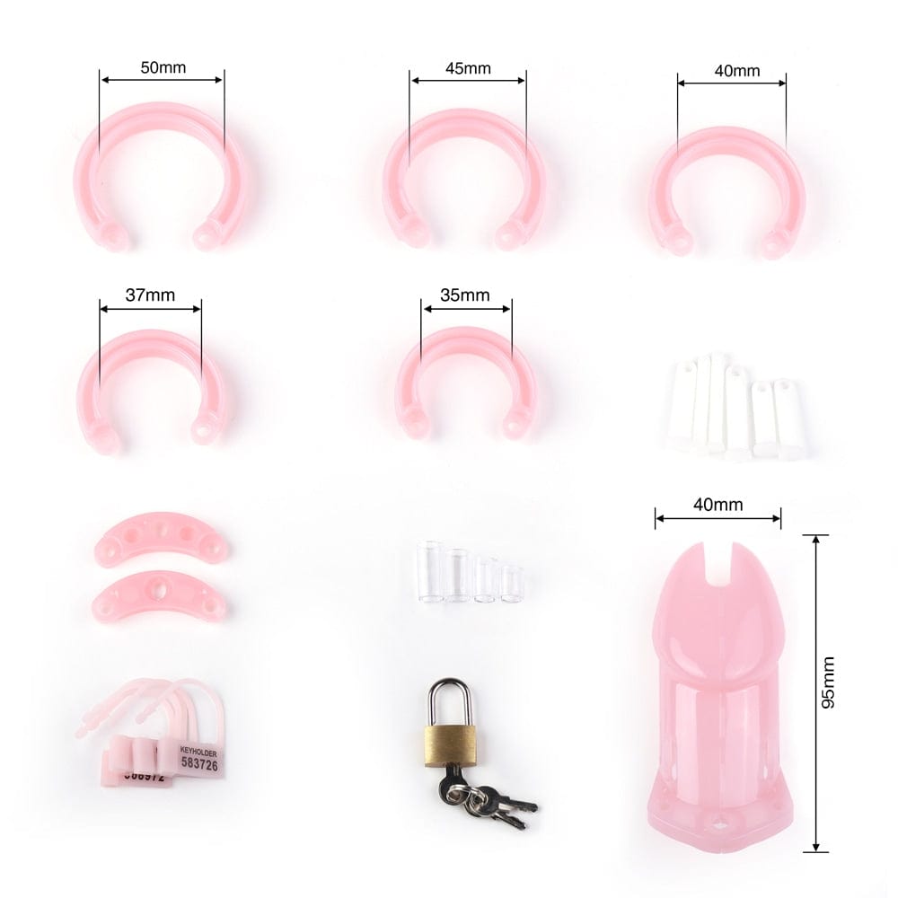 Feast your eyes on an image of the Pink Plastic Small Clitty Cage inviting one to embrace the unexpected, unlock fantasies, and experience pleasure on their terms.