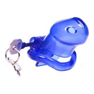 This is an image of Unengaged Pleasure Holy Trainer Silicone Chastity Device in blue color