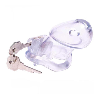 Feast your eyes on an image of Unengaged Pleasure Holy Trainer Silicone Chastity Device in transparent color