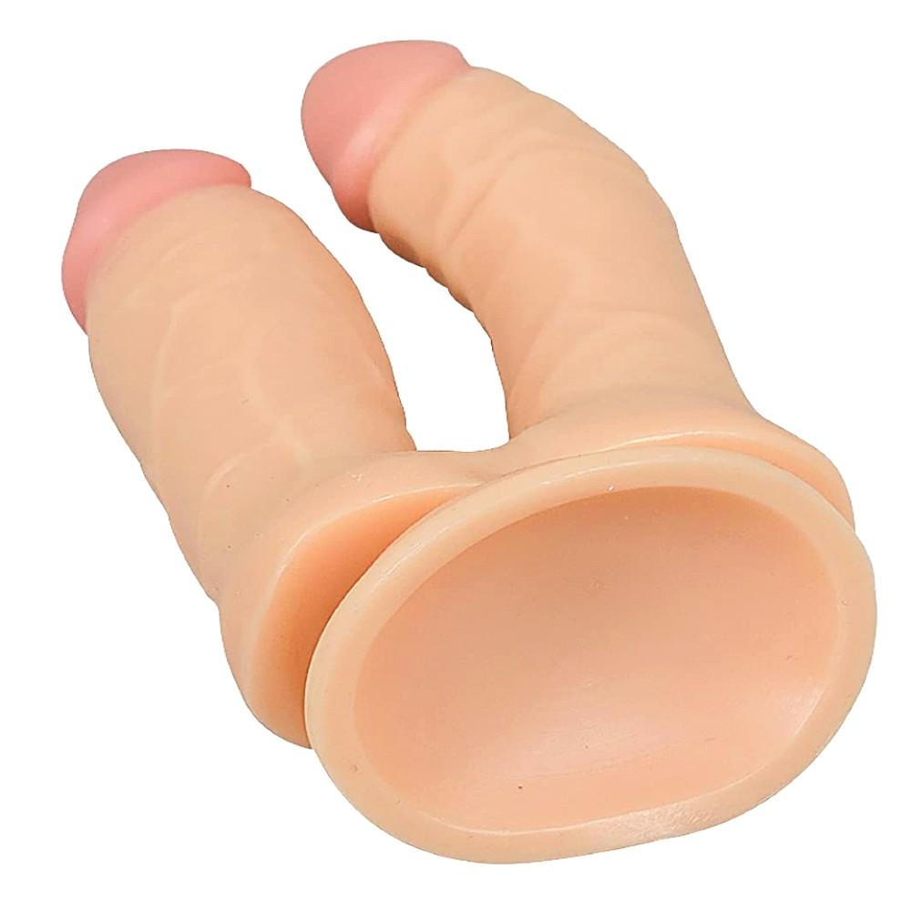 Flesh-colored PVC material double dildo for enhanced pleasure, image of Awesome Orgasmic Fun 5.7 - 6.1 Double Sided Dildo.