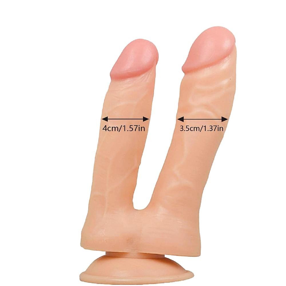 Double dildo for dual stimulation, easy cleanup with condoms and lube, image of Awesome Orgasmic Fun 5.7 - 6.1 Double Sided Dildo.