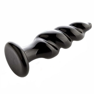 View the Black Spiral Glass Anal Plug, a high-quality glass plug designed for hitting the G-spot effortlessly.