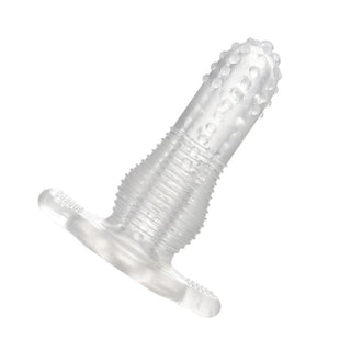 Check out an image of Soft Textured Hollow Butt Plug 5.12 inches long with creases for sensory pleasure.