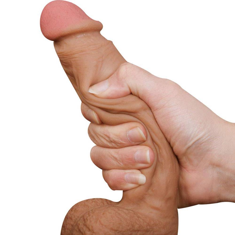 Picture of Naughty Beaver 8 Inch Silicone Dildo with 6 inch insertable shaft and vein marks for stimulating erogenous zones.