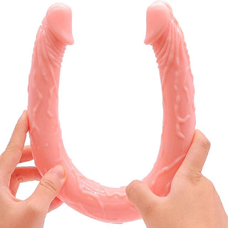 Pictured here is an image of Flexible Jelly 17 Inch Long Double Sided Anal Plug in blush pink color.
