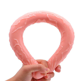 You are looking at an image of Flexible Jelly 17 Inch Long Double Sided Anal Plug in realistic white color.