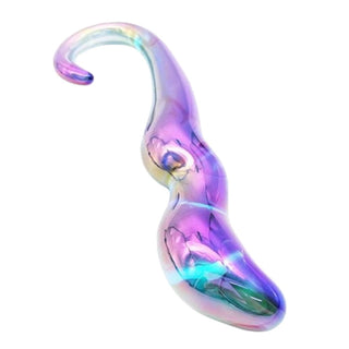 Take a look at an image of Rainbow Octopus Teardrop 7 Inch Glass Dildo for Women, featuring a bulbed shape for sensitive spots stimulation.