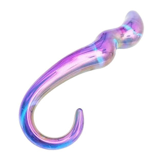 Feast your eyes on an image of Rainbow Octopus Teardrop 7 Inch Glass Dildo for Women, perfect for temperature play and easy cleaning due to its non-porous glass material.