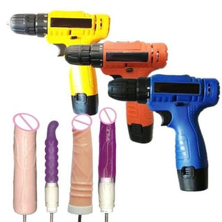Feast your eyes on an image of Easy to Carry Reciprocating Portable Fuck Machine Set Sex Toy with four unique dildos in varying lengths.