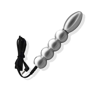 Stainless Steel Electric Anal Massager featuring beaded design for heightened stimulation.