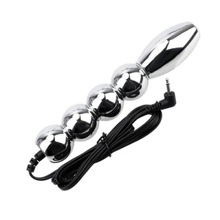 Image of Electric Anal Massager showcasing durable stainless-steel construction and textured beads for intense sensations.