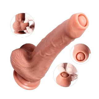You are looking at an image of 8 Inch Realistic Uncircumcised Thick Strap On Dildo with raised veins for enhanced sensations.