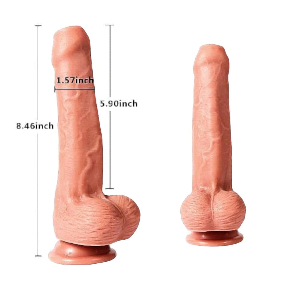 Flesh-colored Realistic Uncircumcised Thick Strap On Dildo with a soft yet firm texture, designed for orgasmic pleasure.