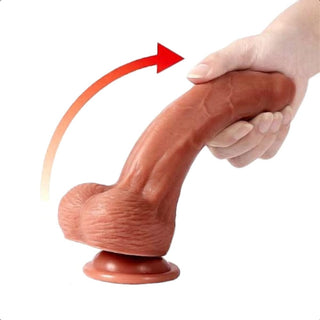 Realistic Uncircumcised Thick Strap On Dildo featuring a suction cup base for hands-free solo play.