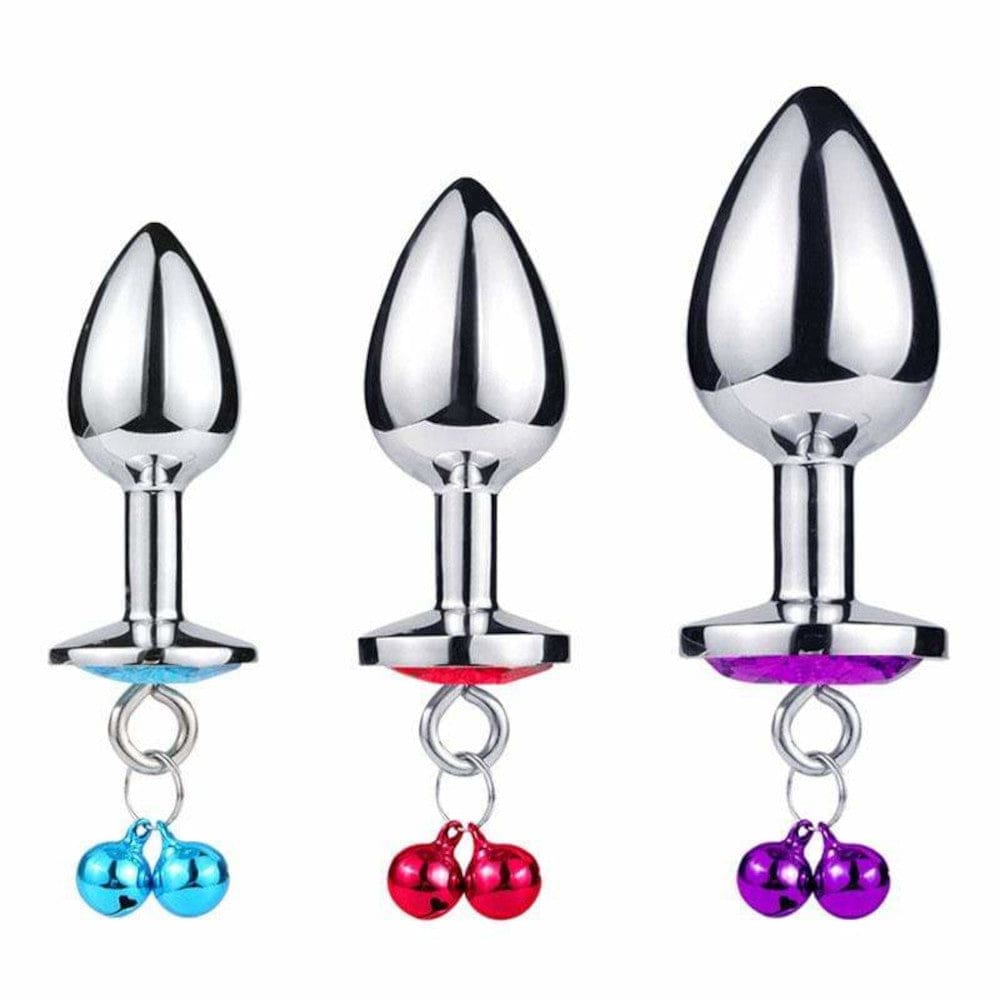 Displaying an image of Dangling Jeweled Bell Princess Anal Trainer Set, 3-Piece with plugs that offer a delightful glide and the possibility for temperature play.