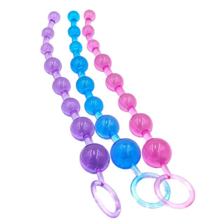 Check out an image of Beginner Perfect Graduated Ball String in purple, blue, and pink colors made from skin-friendly TPE material.