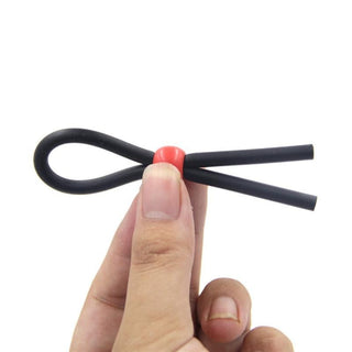 Featuring an image of Double Bead Stronger Erections Lasso Ring measuring 7.68 inches in length