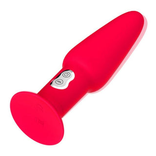Observe an image of Inflatable Anal Plug Vibrator in rose pink color, made of silicone and ABS materials, with dimensions of 6.69 inches in length and 3.94 inches in diameter.