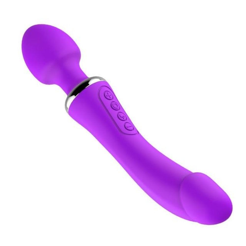 A detailed image of the warming function button on the Double-Ended Large Massager Vibrator.
