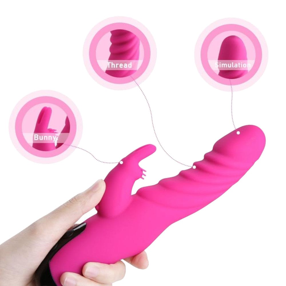 Wavy Ridges Dildo Powerful Rabbit G-Spot Vibrator Large Massager with seven speeds of titillating waves shown in an image