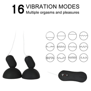 Presenting an image of Remote Controlled Vibrator 16-Speed Toy Tit Suckers shipped with 1 tit suckers and 1 wired remote control.