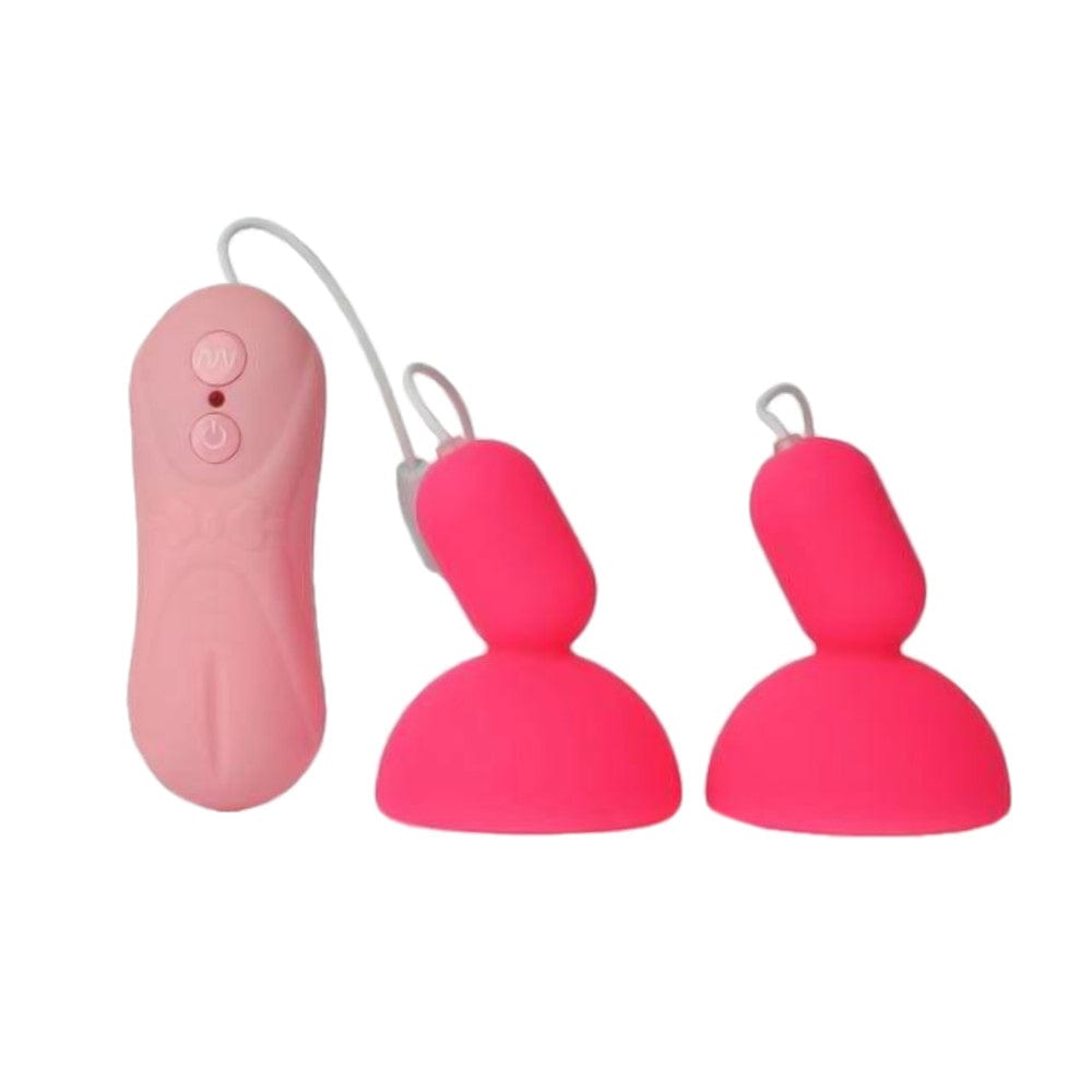 This is an image of Remote Controlled Vibrator 16-Speed Toy Tit Suckers in black and pink colors.