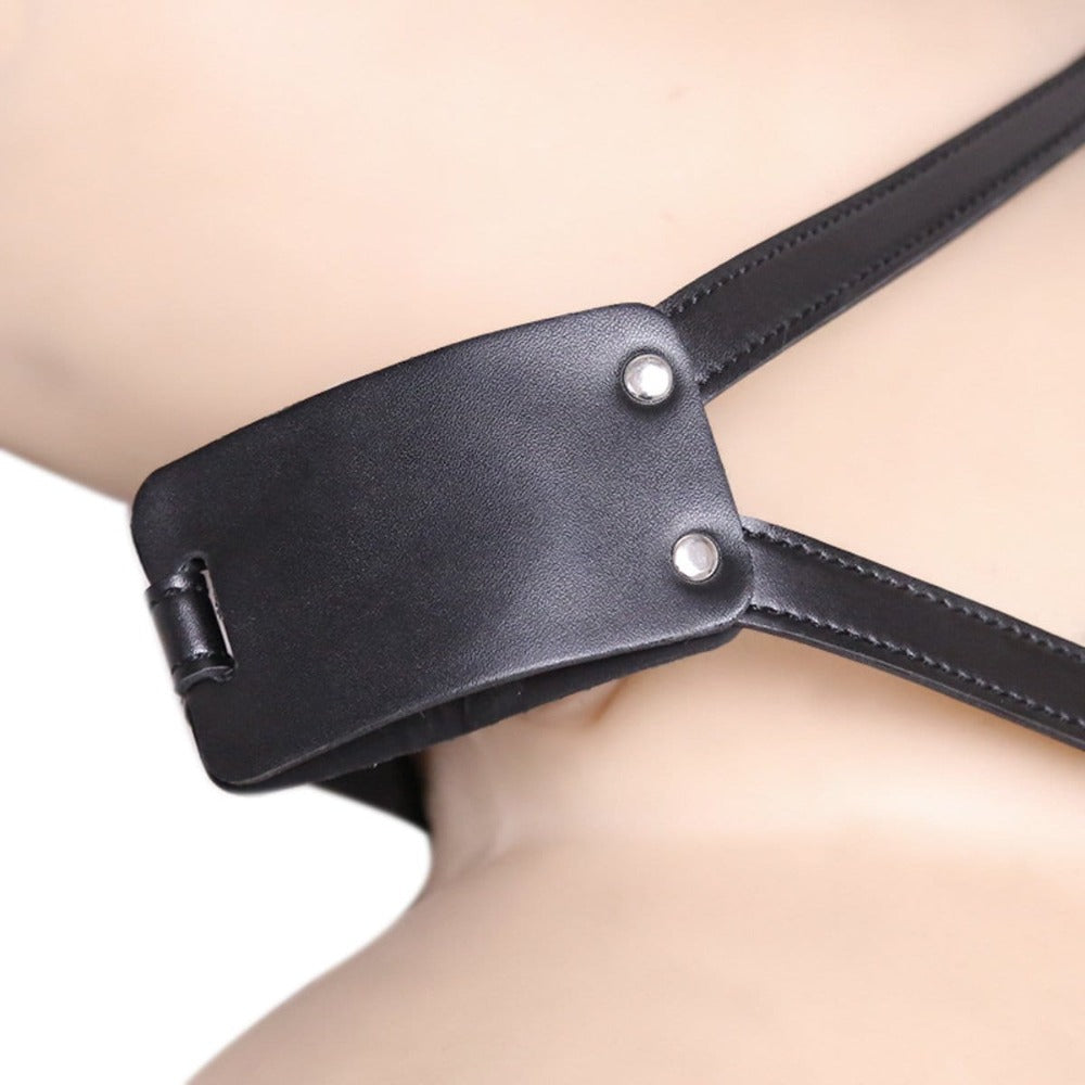 Black Leather Adjustable Harness Set crafted from high-quality PU leather for luxurious comfort.