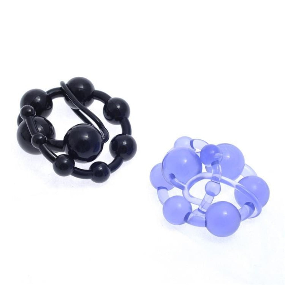 Presenting an image of Sleek Jelly Beads in black silicone material with ten progressive-sized beads for intimate pleasure.