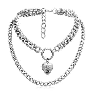 This is an image of the dual-layered Chunky Metal Collar Necklace with adjustable fit for comfort.