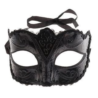 Sophisticated Sexy Masquerade Mask Bondage in black lace and glittery details for a commanding presence.