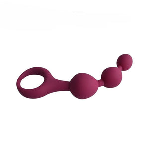 Alluring Rose Red Silicone Ball String designed for beginners, with graduated beads for enhanced pleasure.